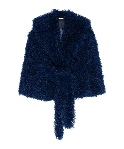 Rotate Birger Christensen Faux-fur Belted Jacket In Blue