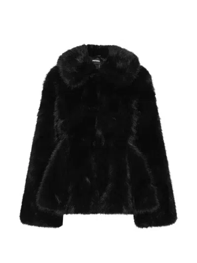 Rotate Birger Christensen Faux-fur Flared Jacket Black