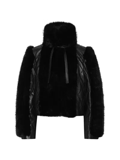 Rotate Birger Christensen Faux-fur Leather Jacket Black