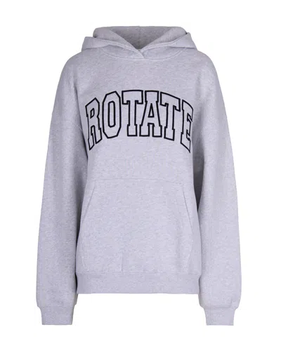 Rotate Birger Christensen Felpa Con Cappuccio Heavy Sweat Light Grey Melange In Gray