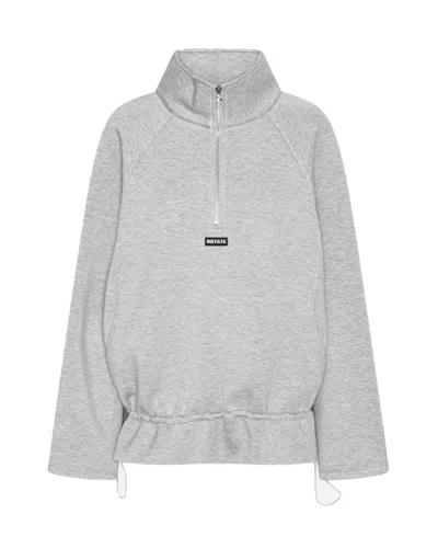 ROTATE BIRGER CHRISTENSEN SCUBA HALF ZIP LIGHT GRAY MELANGE SWEATSHIRT