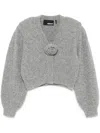 Rotate Birger Christensen Rotate Sunday Floral-embellished Knitted Cardigan In Grey