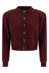 Rotate Birger Christensen Cardigan In Bordeaux Cotton In Red