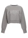 Rotate Birger Christensen Rotate Cropped Sweater With Rhinestone Studded Logo In Gray