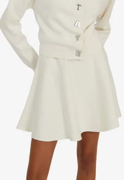 Rotate Birger Christensen Firm Knit Flared Mini Skirt In White