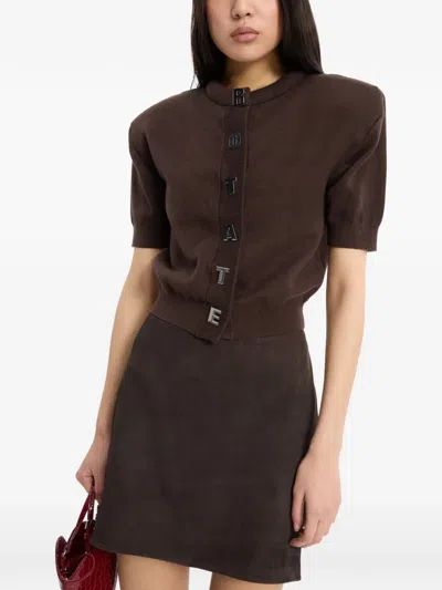 Rotate Birger Christensen Kurzärmeliger Cardigan In Brown