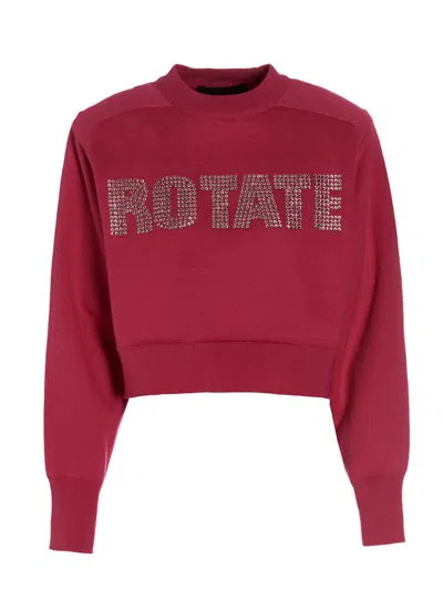 Rotate Birger Christensen 'firm Rhinestone' Sweatshirt In Fuchsia