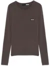 ROTATE BIRGER CHRISTENSEN FITTED BROWN COTTON T-SHIRT