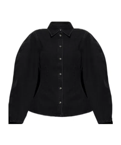 Rotate Birger Christensen Fitted Denim Shirt Black Denim