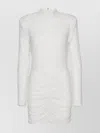 Rotate Birger Christensen Fitted Dress With High Neckline And Sequins In White