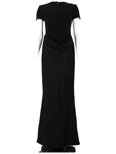 Rotate Birger Christensen Fitted Maxi Dress With Draped Waist Detail In Black