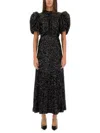Rotate Birger Christensen Womens Black Regular-fit Puff-sleeve Sequin Midi Dress