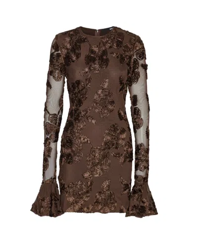 ROTATE BIRGER CHRISTENSEN FITTED MINI DRESS WITH FLORAL EMBROIDERY