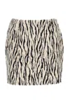 Rotate Birger Christensen Womens Egret Comb Printed Faux-fur Cotton-blend Mini Skirt In Multi