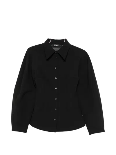 Rotate Birger Christensen Fitted Puff-sleeve Shirt In Black
