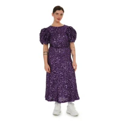 Rotate Birger Christensen Fitted Sequin Maxi Dress In Purple