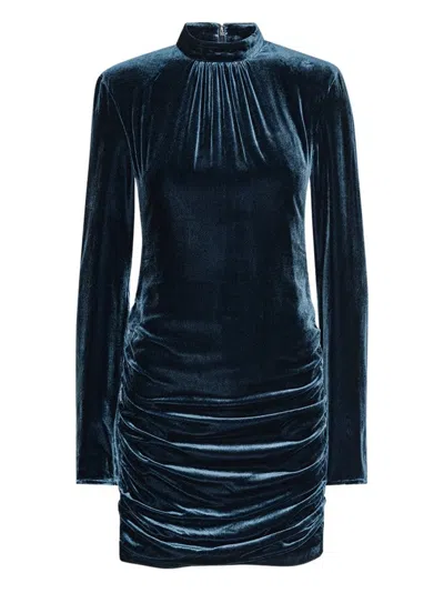 ROTATE BIRGER CHRISTENSEN FITTED VELVET MINI DRESS WITH RUCHED DETAILING