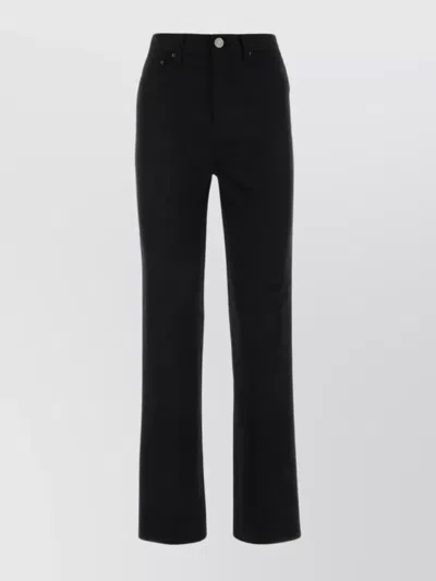 ROTATE BIRGER CHRISTENSEN FLARED COTTON PANTS WITH JEWEL EMBELLISHED WAISTBAND