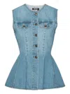 Rotate Birger Christensen Flared Denim Top In Blue