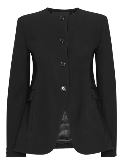 Rotate Birger Christensen Flared Fitted Jacket In Black