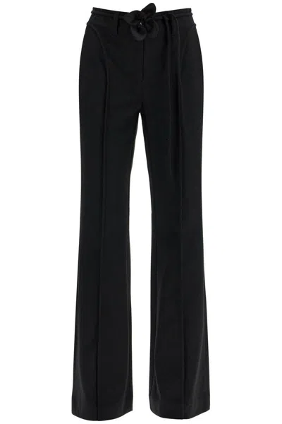 Rotate Birger Christensen Flared Long Pants With Flower In Black
