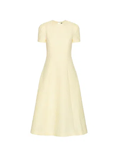 Rotate Birger Christensen Flared Midi Dress In Yellow