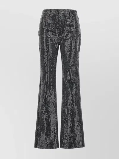 ROTATE BIRGER CHRISTENSEN FLARED SEQUIN EMBELLISHED JEANS WITH BELT LOOPS