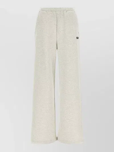 Rotate Birger Christensen Fleece Lounge Pants Elastic Waistband Side Pockets In White