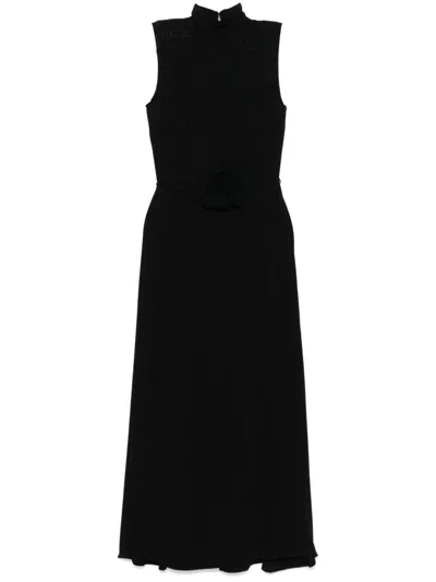 Rotate Birger Christensen Floral-appliqué Maxi Dress In Black