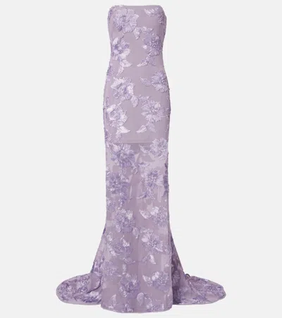 Rotate Birger Christensen Floral-appliqué Maxi Dress In Pink