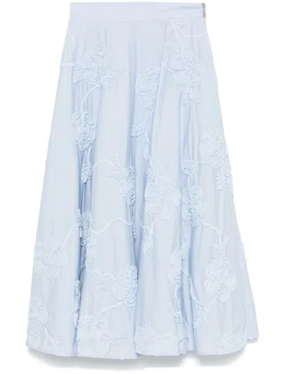 Rotate Birger Christensen Floral-appliqué Maxi Skirt In Blue