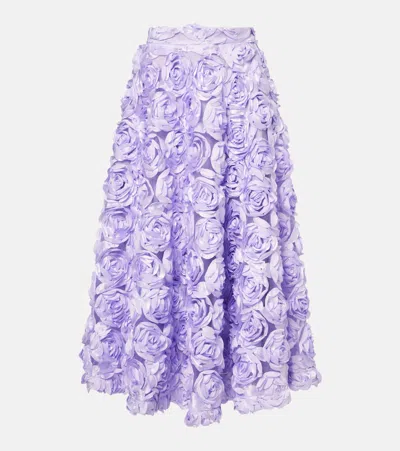 Rotate Birger Christensen Floral-appliqué Maxi Skirt In Purple