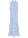 Rotate Birger Christensen Floral-appliqué Mesh Maxi Dress In Blue