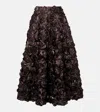 Rotate Birger Christensen Floral-appliqué Mesh Midi Skirt In Brown
