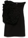 Rotate Birger Christensen Floral-appliqué Mini Dress In Black