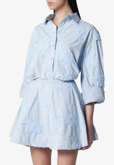 Rotate Birger Christensen Floral Applique Oversized Shirt In Multi