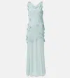 Rotate Birger Christensen Darly Embellished Flower Long Dress In Blue