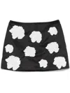 Rotate Birger Christensen Satin Flower Mini Skirt In Black