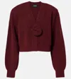 Rotate Birger Christensen Floral-appliqué Wool-blend Cardigan In Burgundy