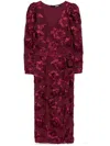 Rotate Birger Christensen Floral-appliqué Wrap Dress In Red