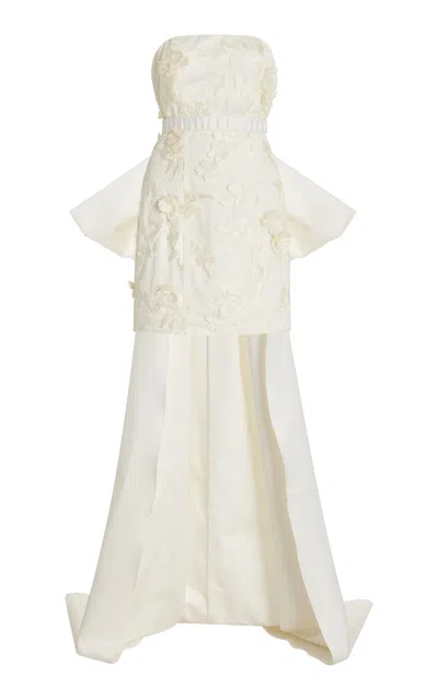 Rotate Birger Christensen Floral-appliquéd Crepe Mini Dress In White