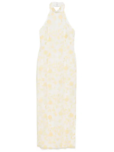 Rotate Birger Christensen Floral-beaded Maxi Dress In White