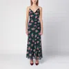 Rotate Birger Christensen Maxi Multicolor Dress With All-over Rose Print In Blue