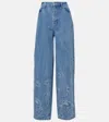 Rotate Birger Christensen Rotate Sunday Embellished Wide-leg Jeans In Blue