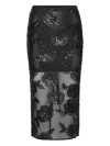 Rotate Birger Christensen Floral-embellishment Midi Skirt In Black