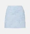 Rotate Birger Christensen Floral Embroidered Cotton Miniskirt In Blue