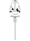 Rotate Birger Christensen Floral-embroidered Halterneck Bra Top In Neutrals
