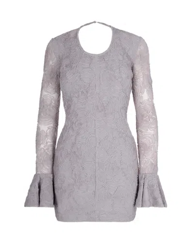 Rotate Birger Christensen Floral Embroidered Mesh Bodysuit In Purple