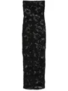 Rotate Birger Christensen Floral-embroidered Mesh Maxi Dress In Black