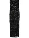 Rotate Birger Christensen Floral-embroidered Mesh Maxi Dress In Black